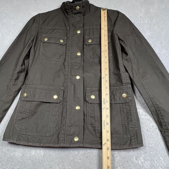 J Crew Field Jacket Womens XS Green Military Full Zip Button Up Adjustable Waist - Picture 8 of 14